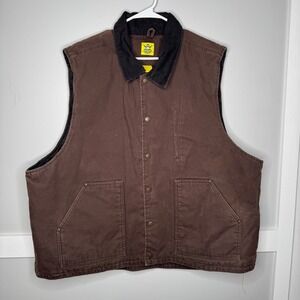 Cuernos Canvas Rancher Work Vest Mens 3XL Brown Quilted Insulated Western